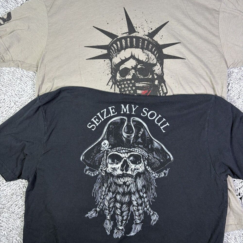 Zero Foxtrot T-Shirt Lot of Two Mens XL Short Sleeve Military Skull Graphic Tee
